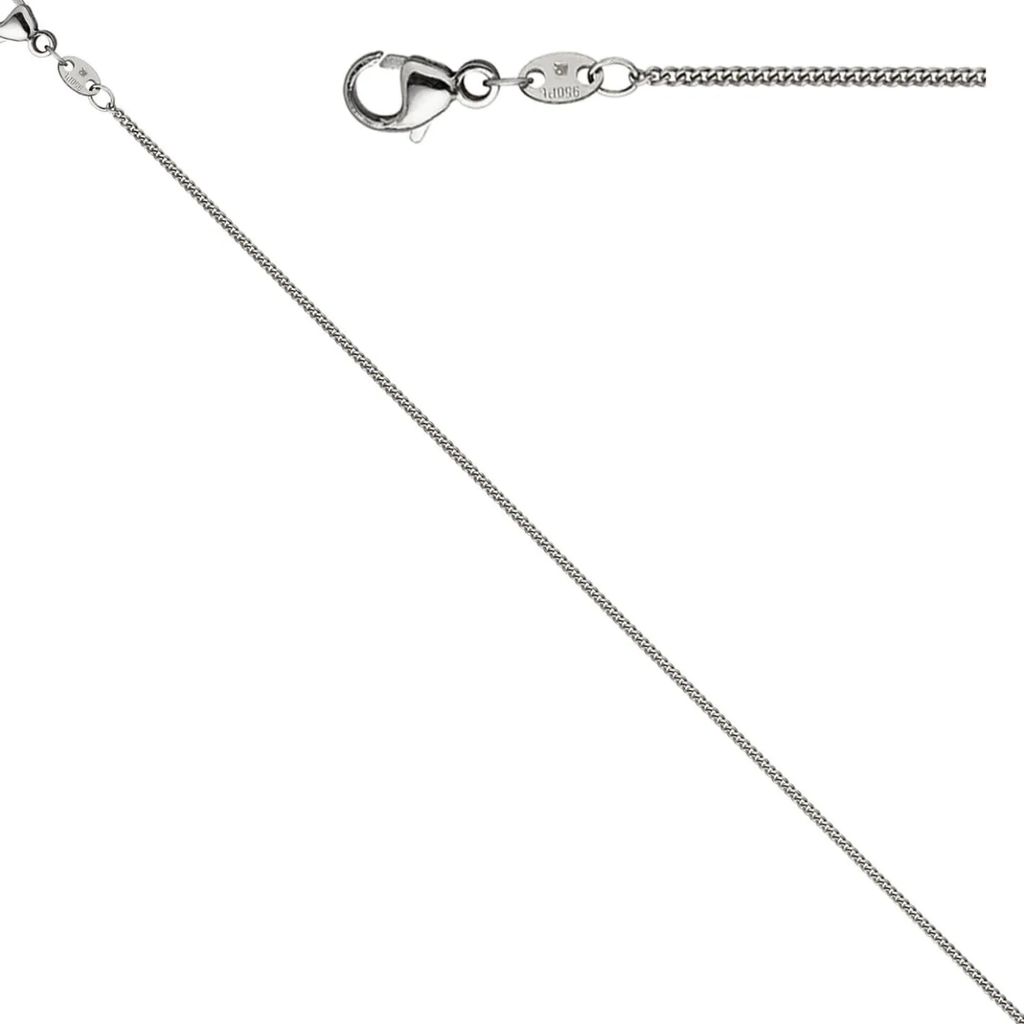 1,2mm Kette Rundpanzerkette aus 950 Platin Halsschmuck, 45cm