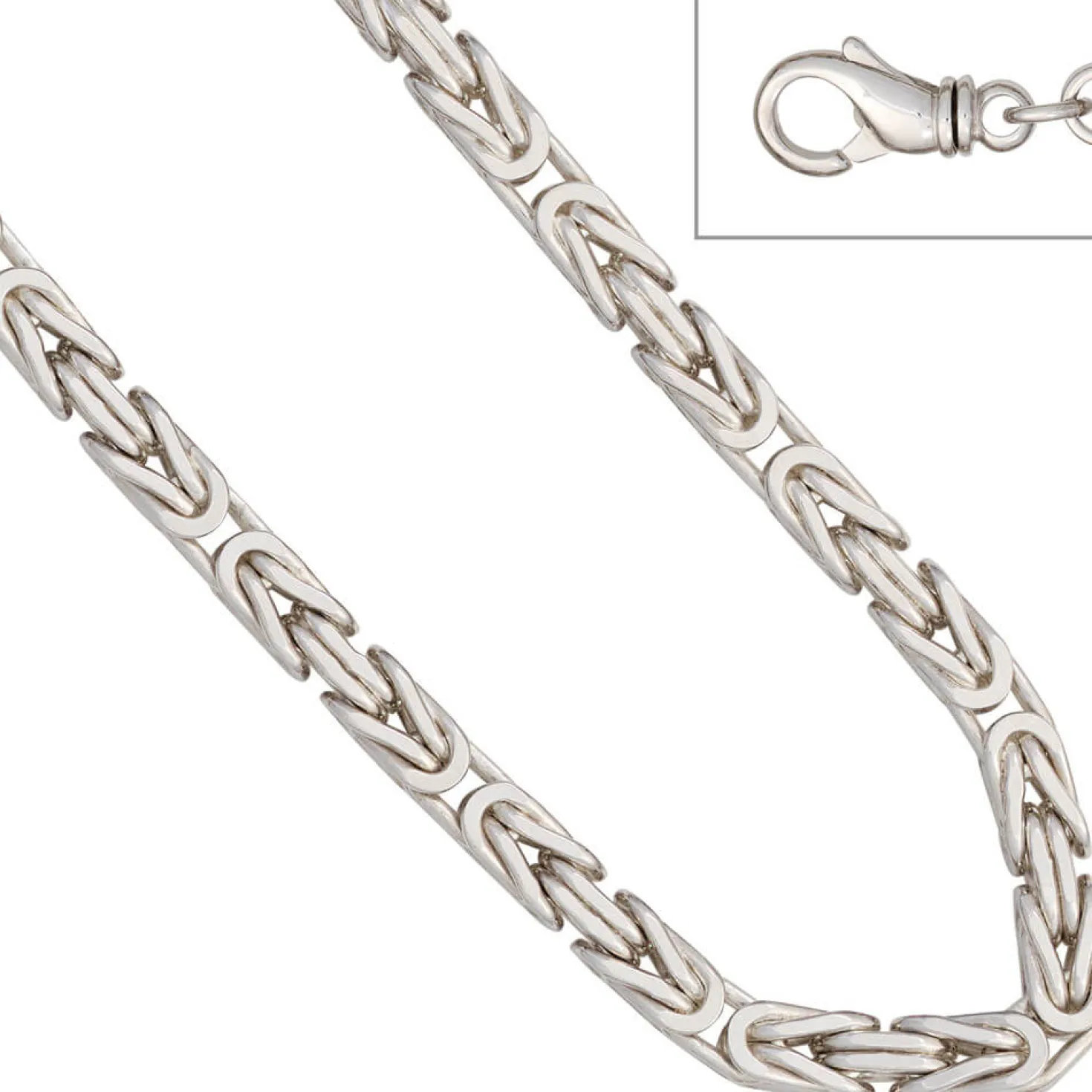 6mm Königsarmband Armkette Armschmuck 925 Silber rhodiniert massiv Herren 21cm