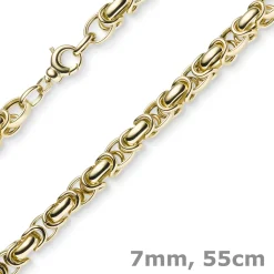 7mm Königskette aus 585 Gold Gelbgold Kette Halskette 55cm rund abgerundet