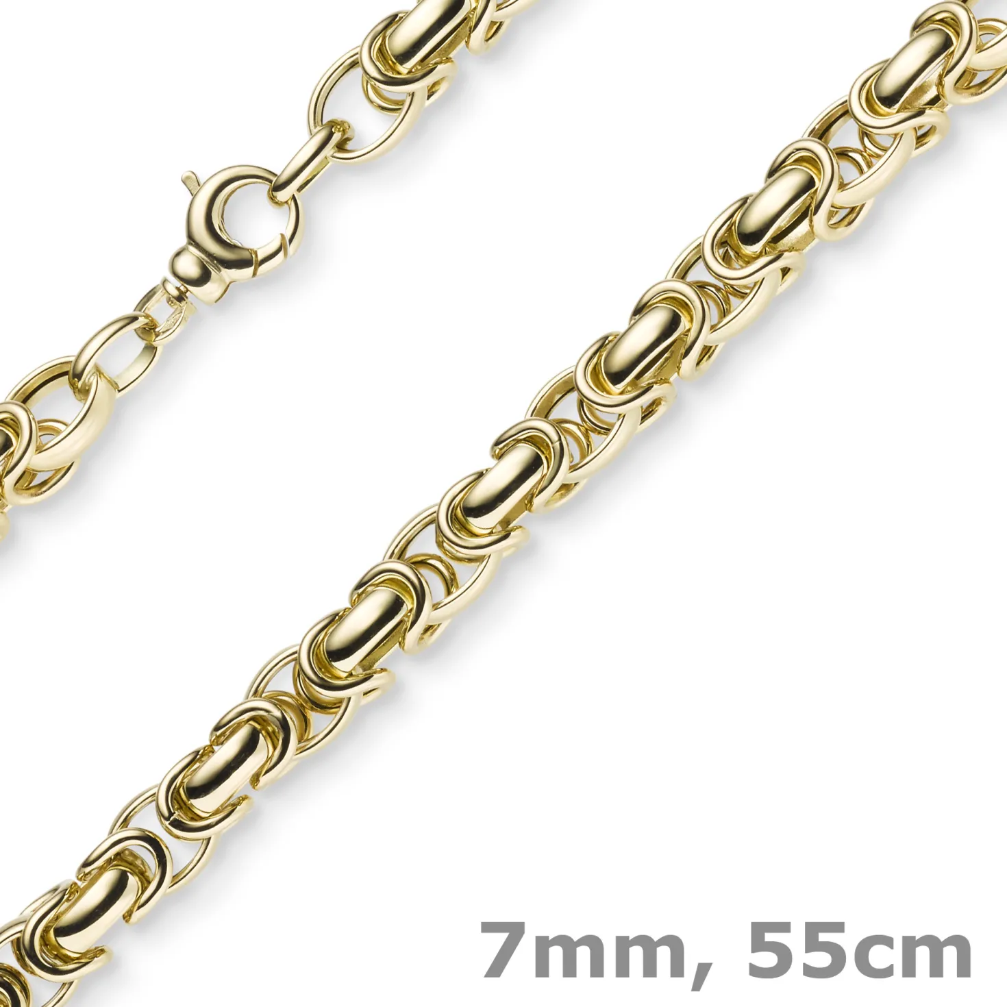 7mm Königskette aus 585 Gold Gelbgold Kette Halskette 55cm rund abgerundet