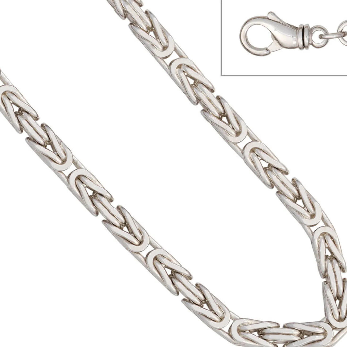 6mm Königskette Halskette Collier aus echtem 925 Silber rhodiniert massiv 50cm