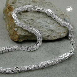 6mm Königskette Halskette Collier diamantiert aus 925 Silber 60cm Herren