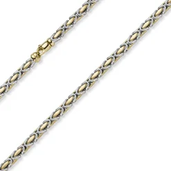 4,5mm Königskette Halskette Kette aus 585 Gold gelb/weiß bicolor 60cm Unisex