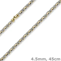 4,5mm Königskette Halskette Kette aus 585 Gold gelb/weiß bicolor 45cm Unisex