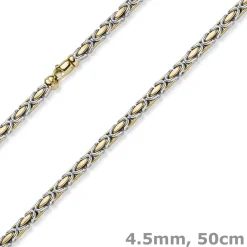4,5mm Königskette Halskette Kette aus 585 Gold gelb/weiß bicolor 50cm Unisex