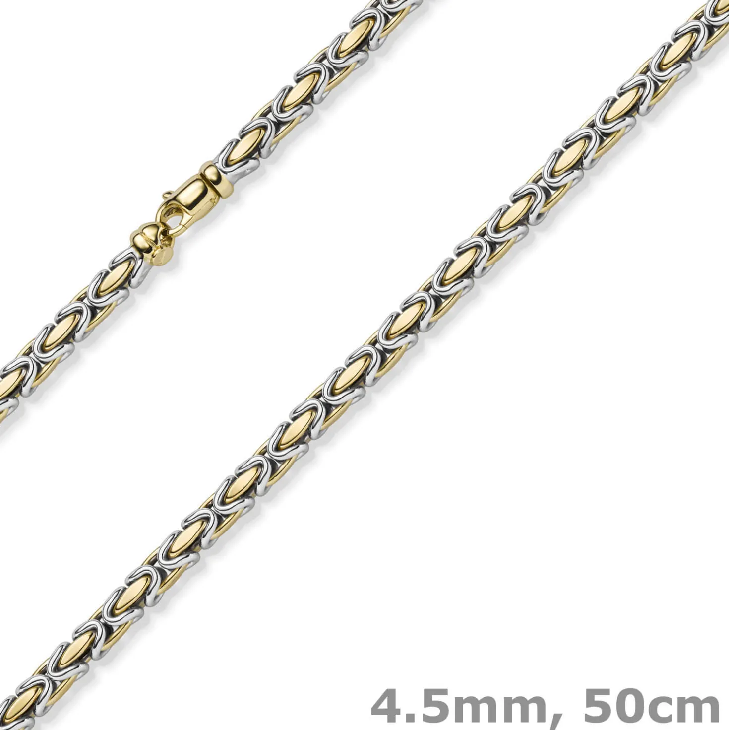 4,5mm Königskette Halskette Kette aus 585 Gold gelb/weiß bicolor 50cm Unisex