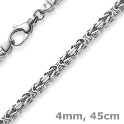 4mm Königskette Kette aus 585 Weißgold, massiv, 45cm, Goldkette
