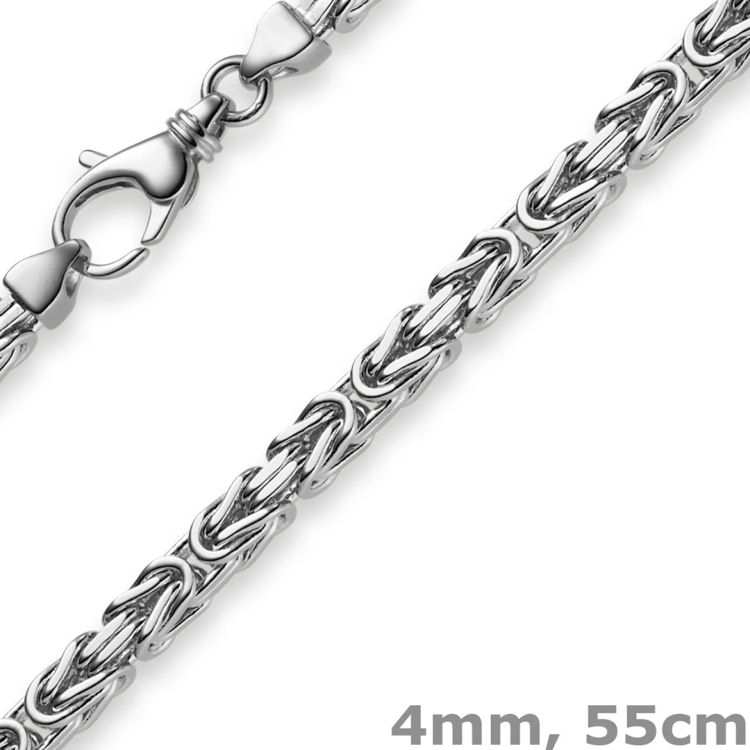 4mm Königskette Kette aus 750 Weißgold, massiv, 55cm, Goldkette Herren