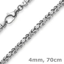 4mm Königskette Kette aus 585 Weißgold, massiv, 70cm, Goldkette Herren