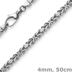 4mm Königskette Kette aus 750 Weißgold, massiv, 50cm, Goldkette Unisex