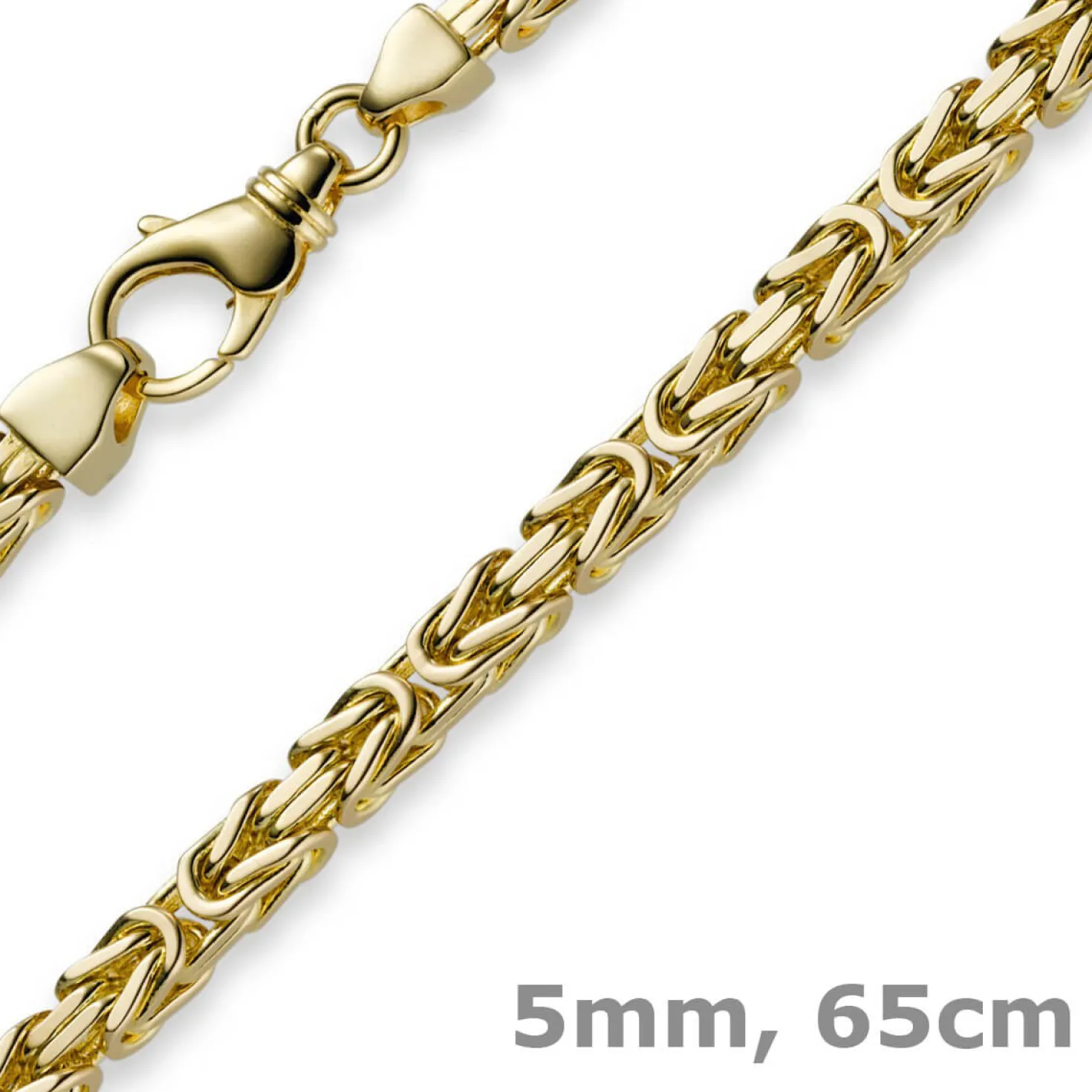 5mm Königskette Kette Halskette aus 750 Gold Gelbgold, 65cm, Herren