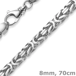 8mm Königskette Kette Halskette aus 750 Gold Weißgold 70cm Herren