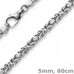 5mm Königskette Kette Halskette aus 750 Gold Weißgold, 60cm, Herren