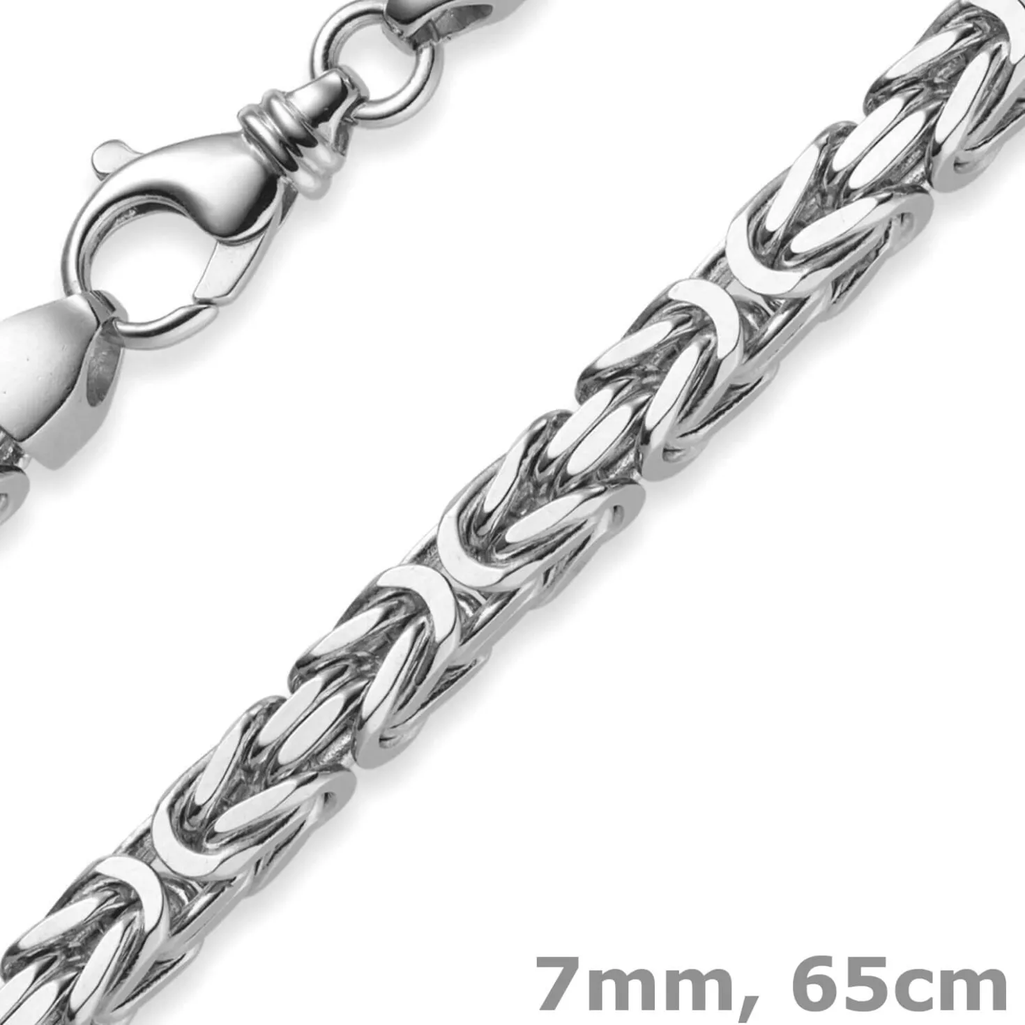 7mm Königskette Kette Halskette aus 585 Gold Weißgold 65cm Herren