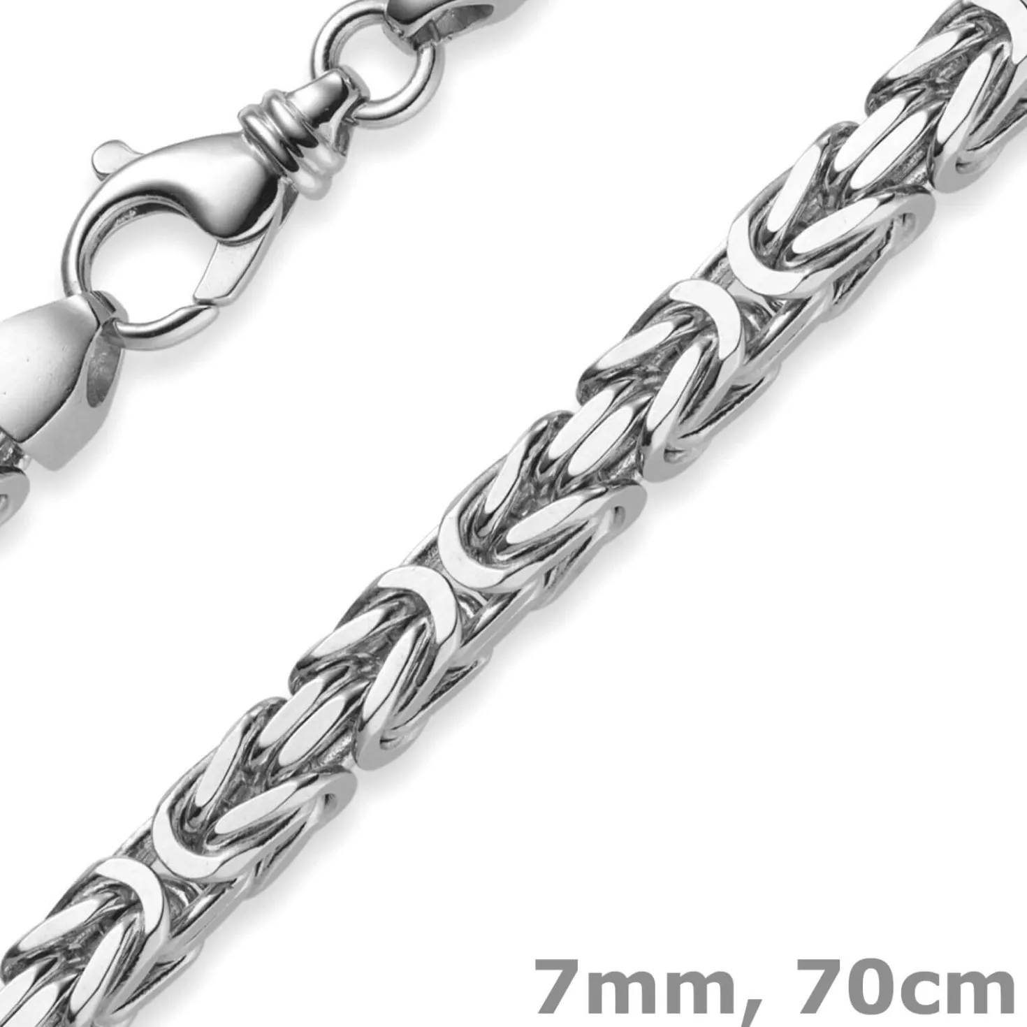 7mm Königskette Kette Halskette aus 585 Gold Weißgold 70cm Herren
