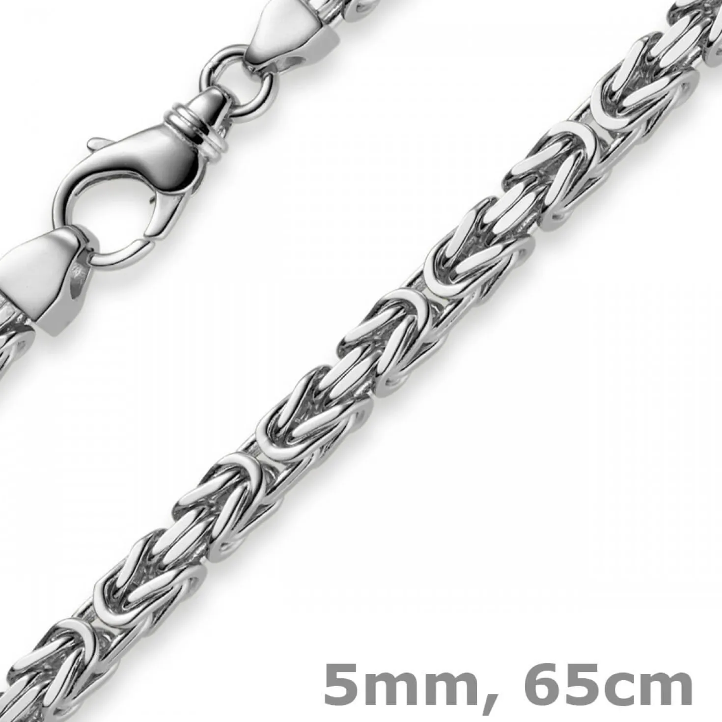 5mm Königskette Kette Halskette aus 585 Gold Weißgold, 65cm, Herren