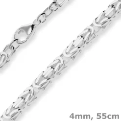 4mm Königskette Silberkette Collier Halskette aus 925 Silber 55cm