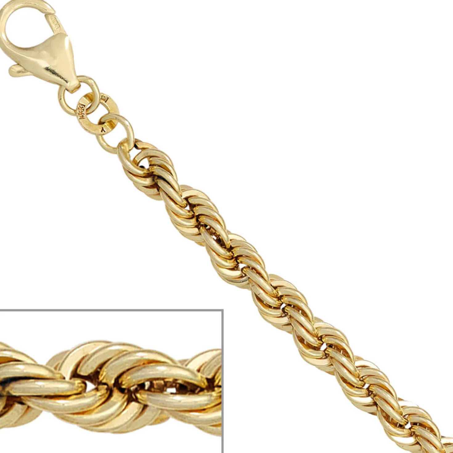 4,9mm Kordelarmband Armkette Armschmuck aus 585 Gold Gelbgold 19cm