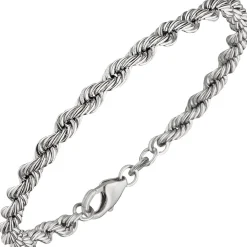 4,3mm Kordel-Armband Armkette Armschmuck aus 925 Silber rhodiniert 21cm