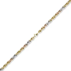 7mm Kordel-Kette Collier aus 585 Gold gelb/weiß/rot tricolor 50cm Halsschmuck