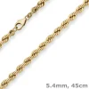 5,4mm Kordelkette Goldkette Collier Halskette aus 333 Gold Gelbgold 45cm
