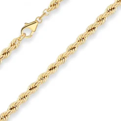 4,4mm Kordelkette Goldkette Collier Halskette aus 585 Gold Gelbgold 45cm