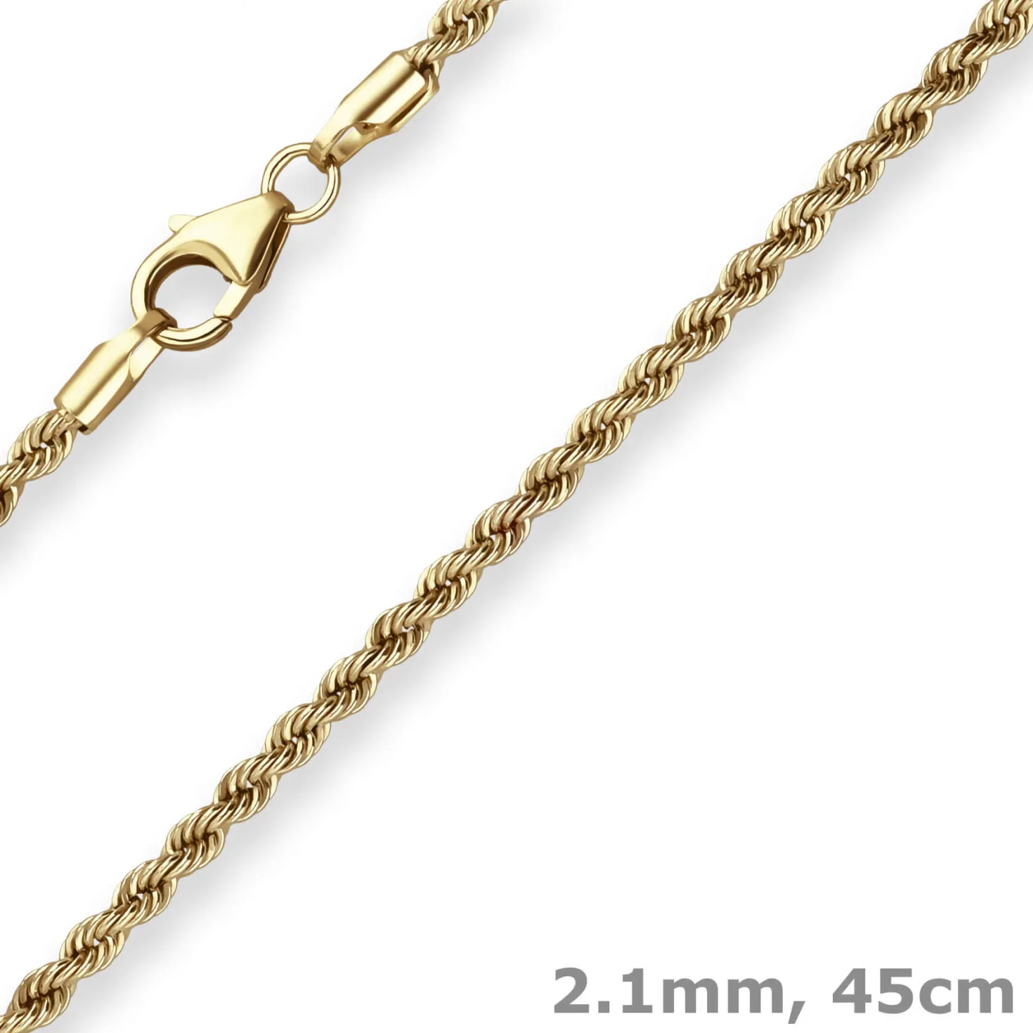 2,1mm Kordelkette Goldkette Collier Halskette aus 585 Gold Gelbgold 45cm