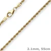2,1mm Kordelkette Goldkette Collier Halskette aus 585 Gold Gelbgold 55cm