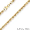 3,3mm Kordelkette Goldkette Collier Halskette aus 333 Gold Gelbgold 45cm