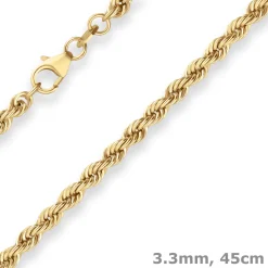 3,3mm Kordelkette Goldkette Collier Halskette aus 333 Gold Gelbgold 45cm