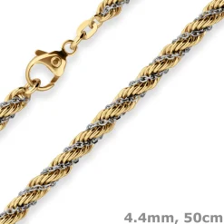 4,4mm Kordelkette Goldkette Collier Halskette aus 585 Gold gelb/weiß 50cm