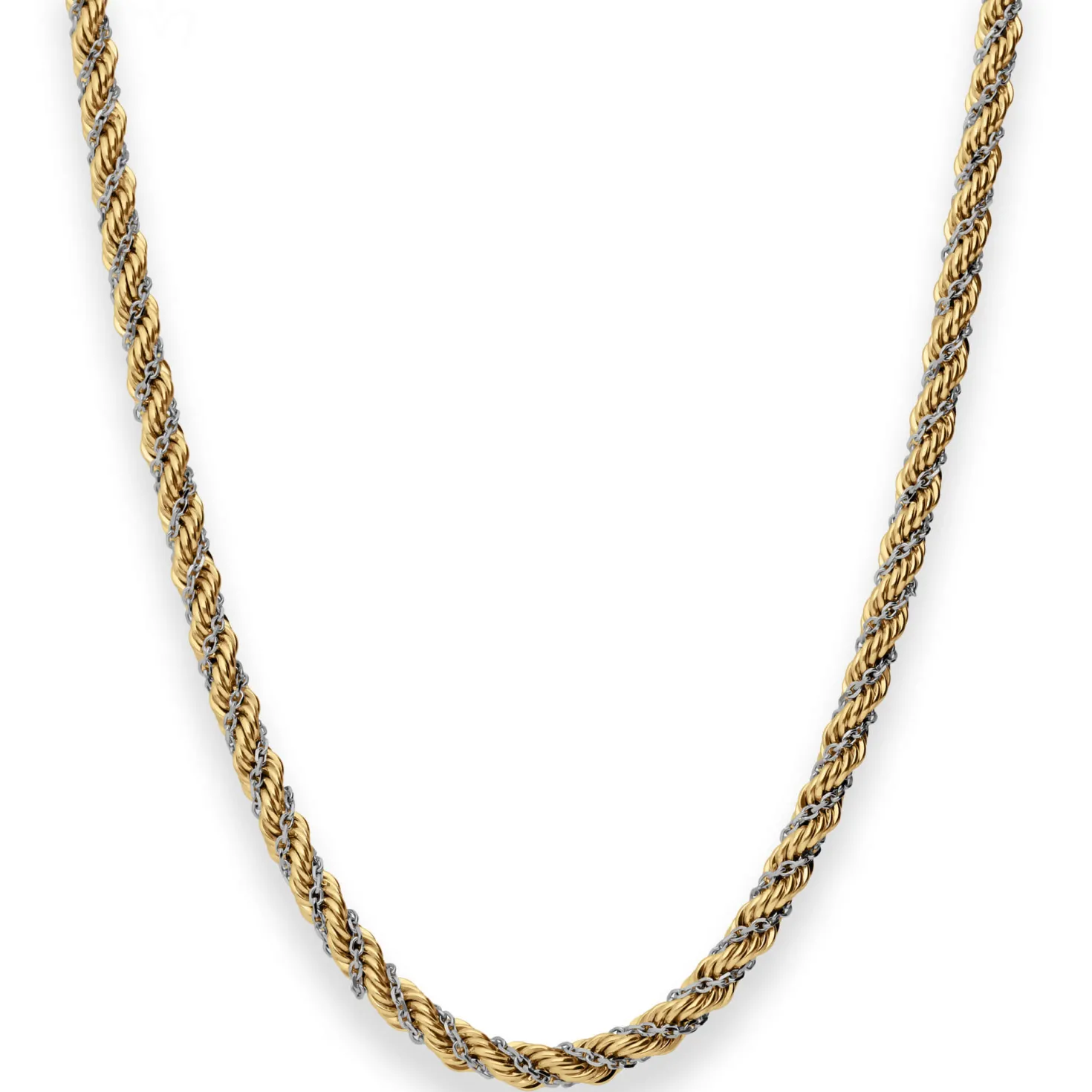 4,4mm Kordelkette Goldkette Collier Halskette aus 585 Gold gelb/weiß 50cm