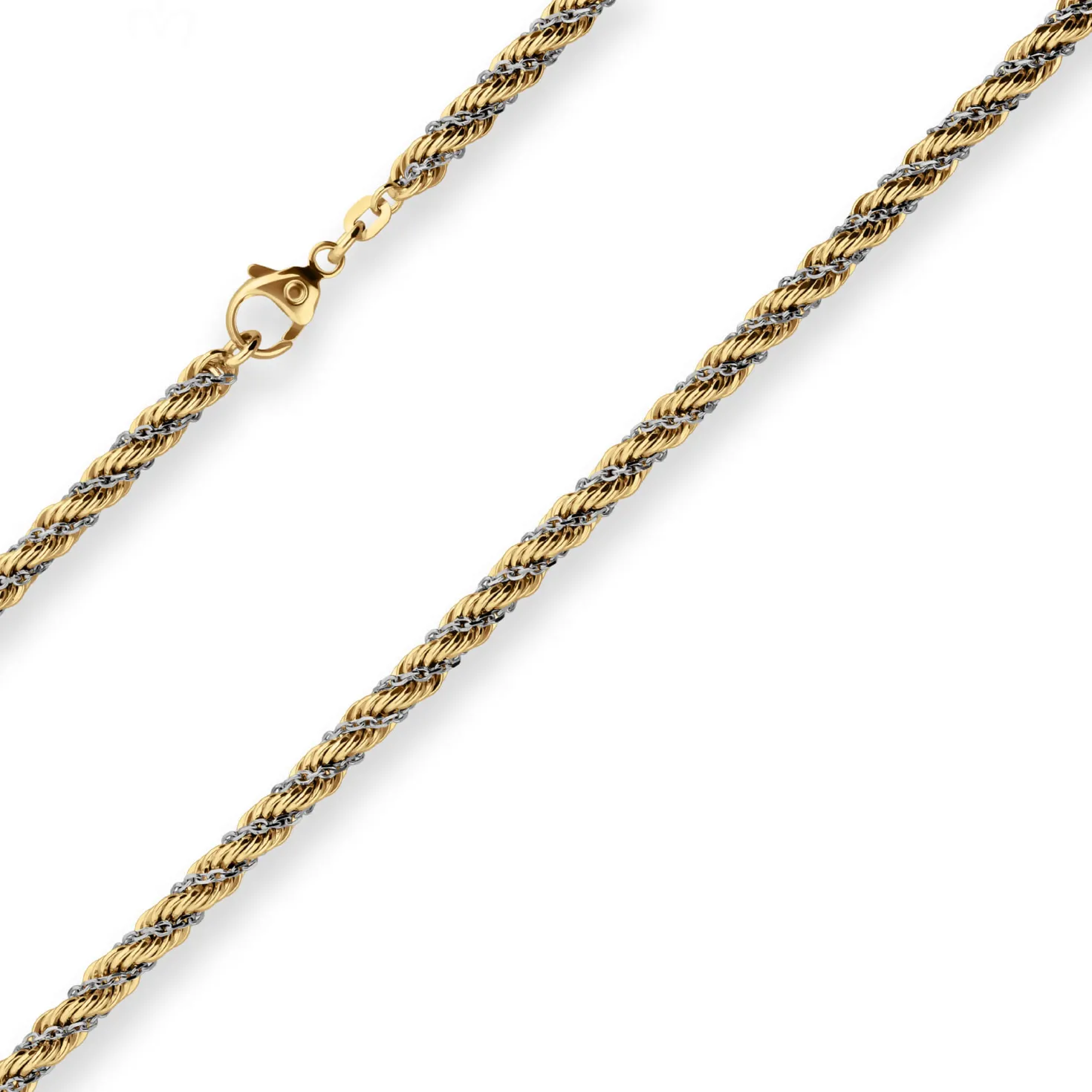 4,4mm Kordelkette Goldkette Collier Halskette aus 585 Gold gelb/weiß 45cm