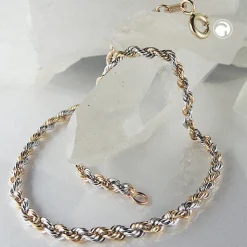 2,8mm Kordelkette Halskette Collier 14Kt 585 Gold Weißgold Gelbgold bicolor 45cm