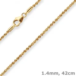 1,4mm Kordelkette massiv Goldkette Collier Halskette aus 750 Gold Gelbgold 42cm