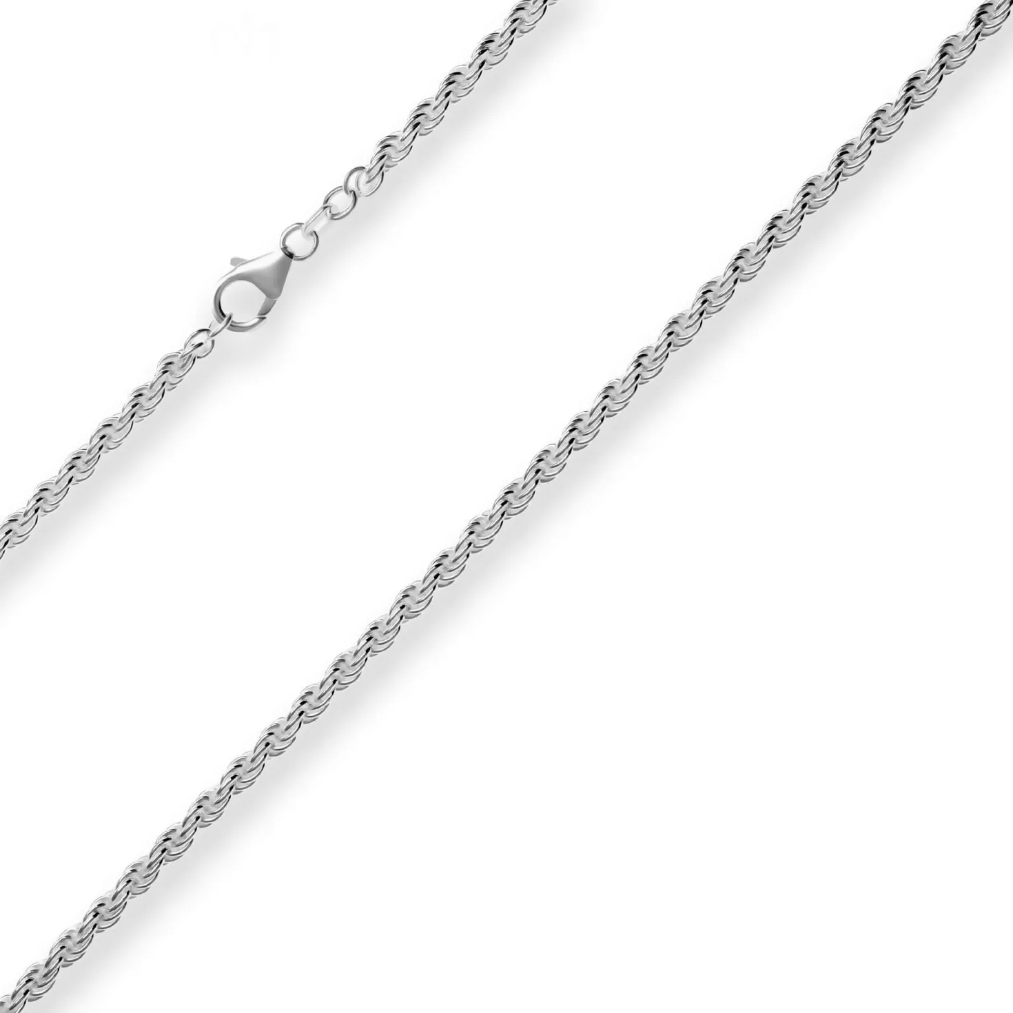 3,1mm Kordelkette massiv Kette Collier Halskette aus 925 Silber rhodiniert 42cm