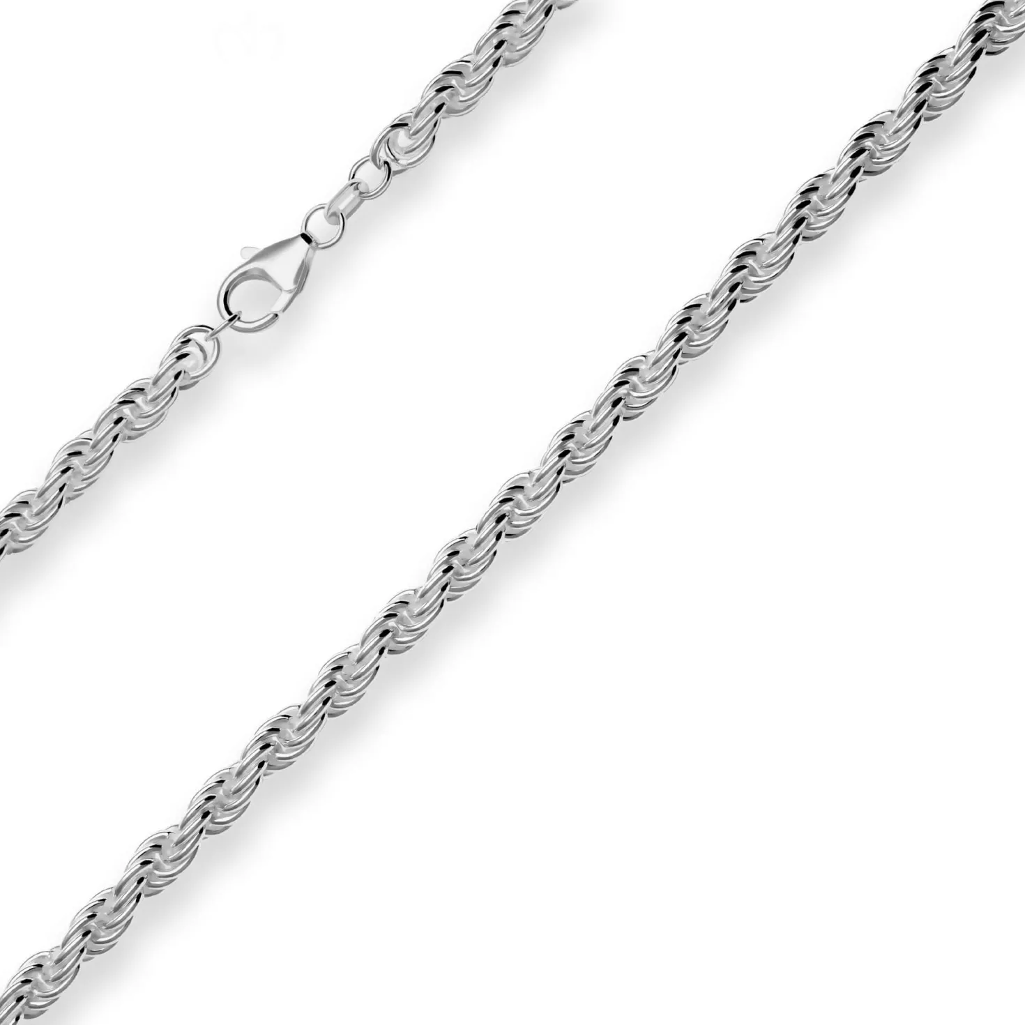 5mm Kordelkette massiv Kette Collier Halskette aus 925 Silber rhodiniert 50cm