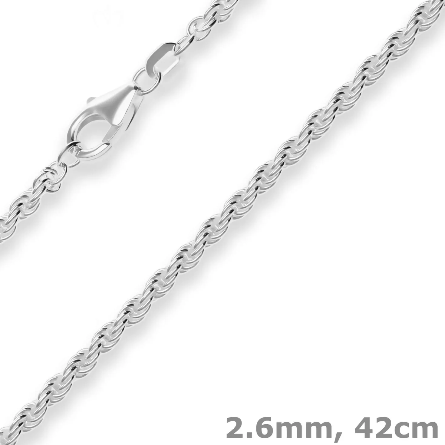 2,6mm Kordelkette massiv Silberkette Collier Halskette aus 925 Silber 42cm