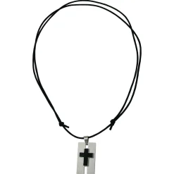 1mm Kordelkette mit schwarzem Kreuz aus Edelstahl Halsschmuck für Herren 70-90cm