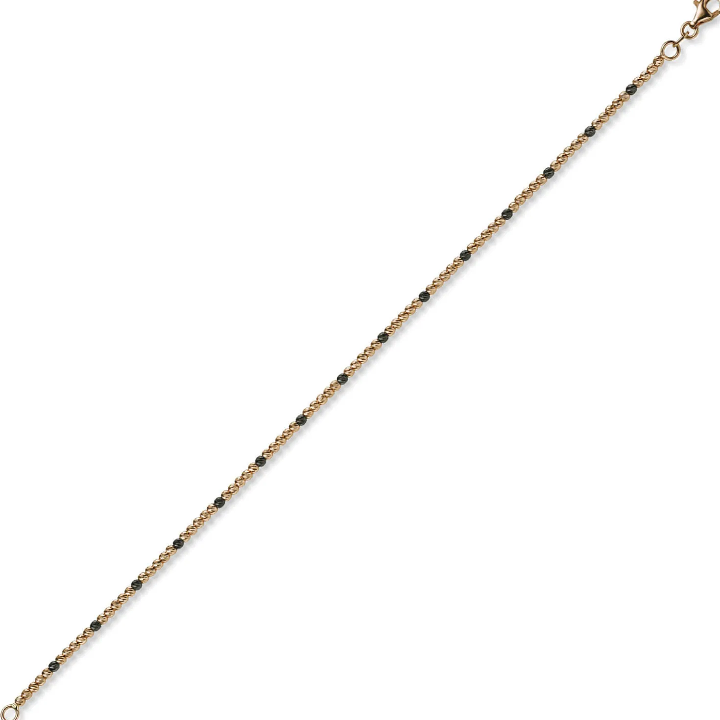 1,8mm Kugel-Armband Armkette aus 750 Gold Rotgold teil-schwarz-rhodiniert 18cm