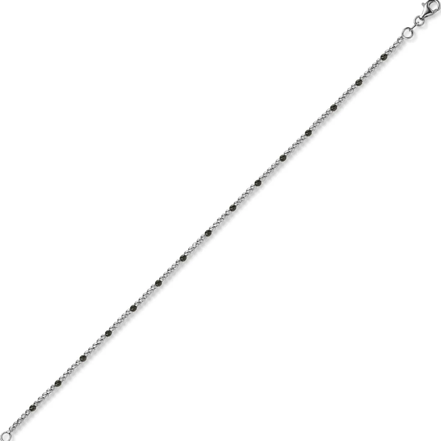 1,8mm Kugel-Armband Armkette aus 750 Gold Weißgold teil-schwarz-rhodiniert 17cm