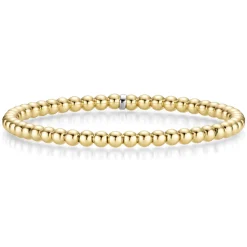 4mm Kugel-Armband Armreif Armschmuck elastisch 585 Gold Gelbgold stretch
