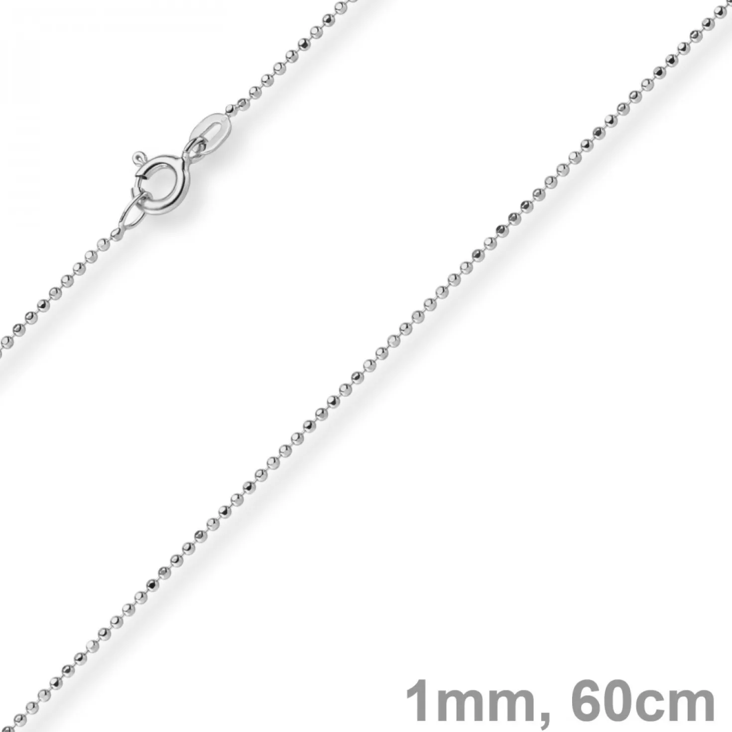 1mm Kugelkette diamantiert Kette Goldkette Halskette aus 585 Gold Weißgold, 60cm