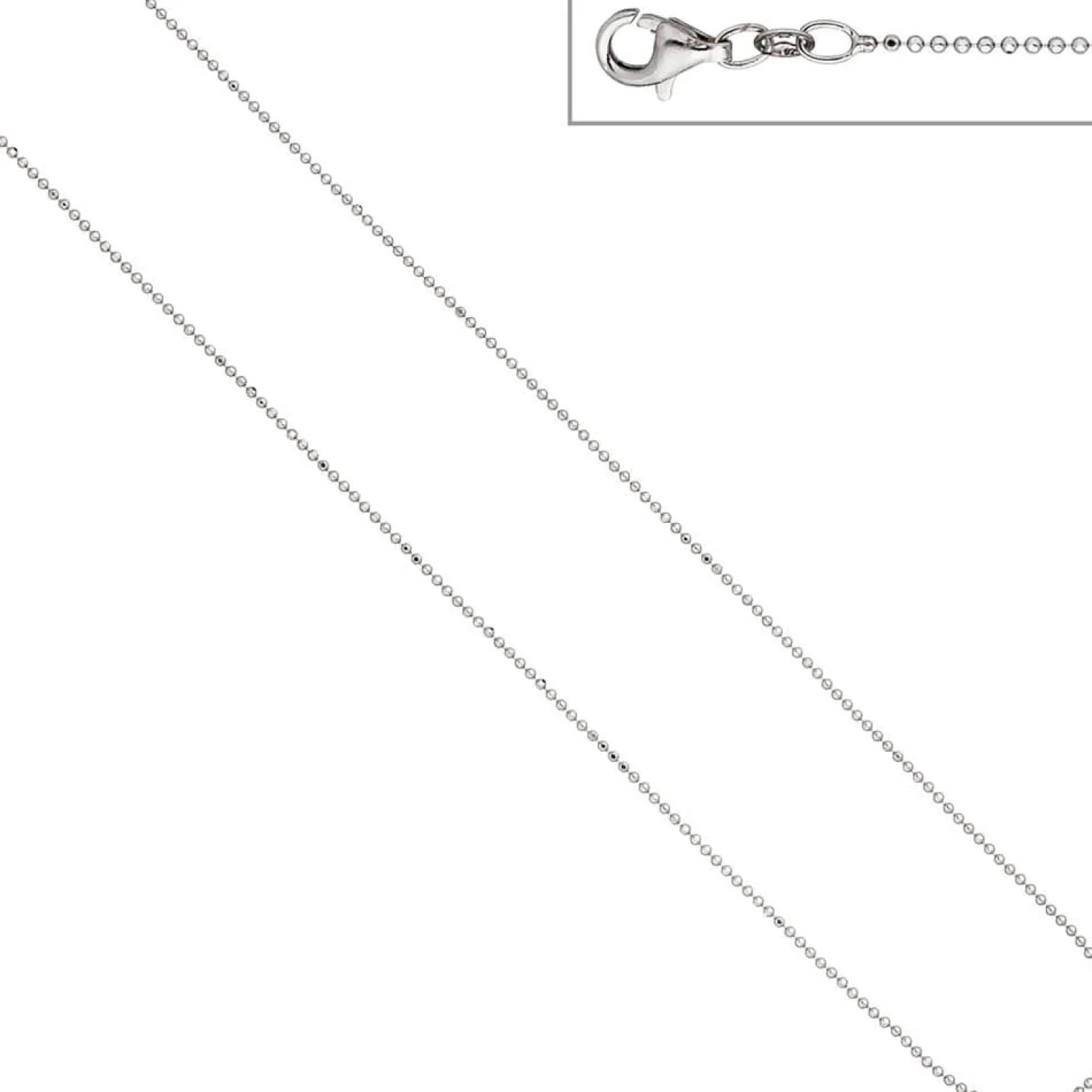 1,2mm Kugelkette diamantiert Kette Halskette Collier aus 925 Silber, 38cm