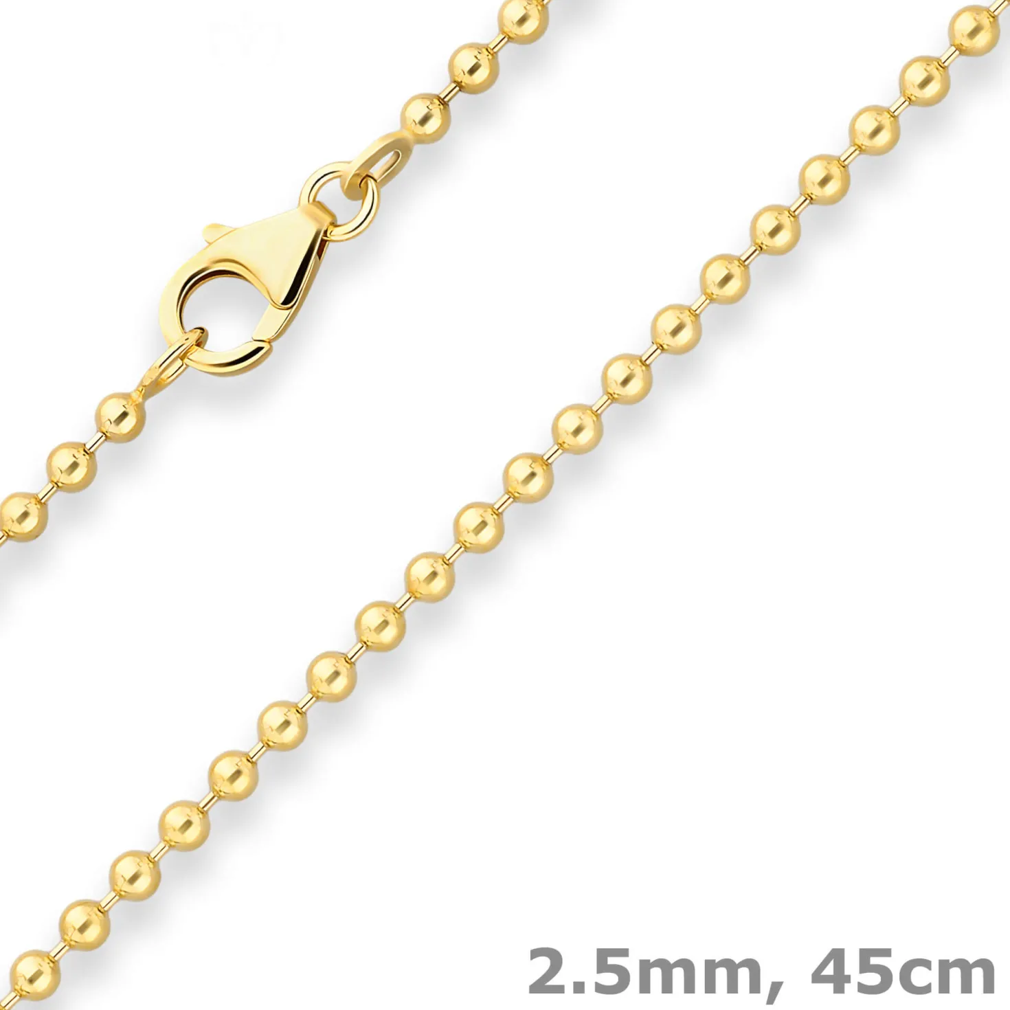 2,5mm Kugelkette Goldkette Collier Halskette aus 585 Gold Gelbgold 45cm