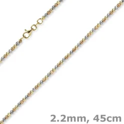 2,2mm Kugelkette Halskette aus 585 Gold gelb/rot/weiß tricolor diamantiert 45cm