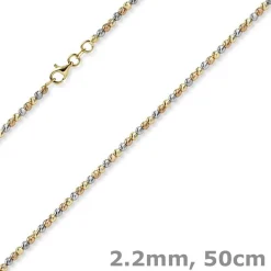2,2mm Kugelkette Halskette aus 585 Gold gelb/rot/weiß tricolor diamantiert 50cm