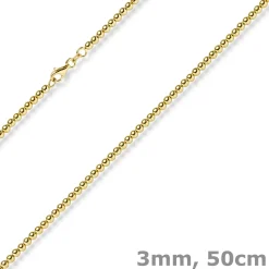 3mm Kugelkette Halskette Collier aus 585 Gold Gelbgold glatt glänzend 50cm