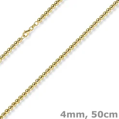 4mm Kugelkette Halskette Collier aus 585 Gold Gelbgold glatt glänzend 50cm