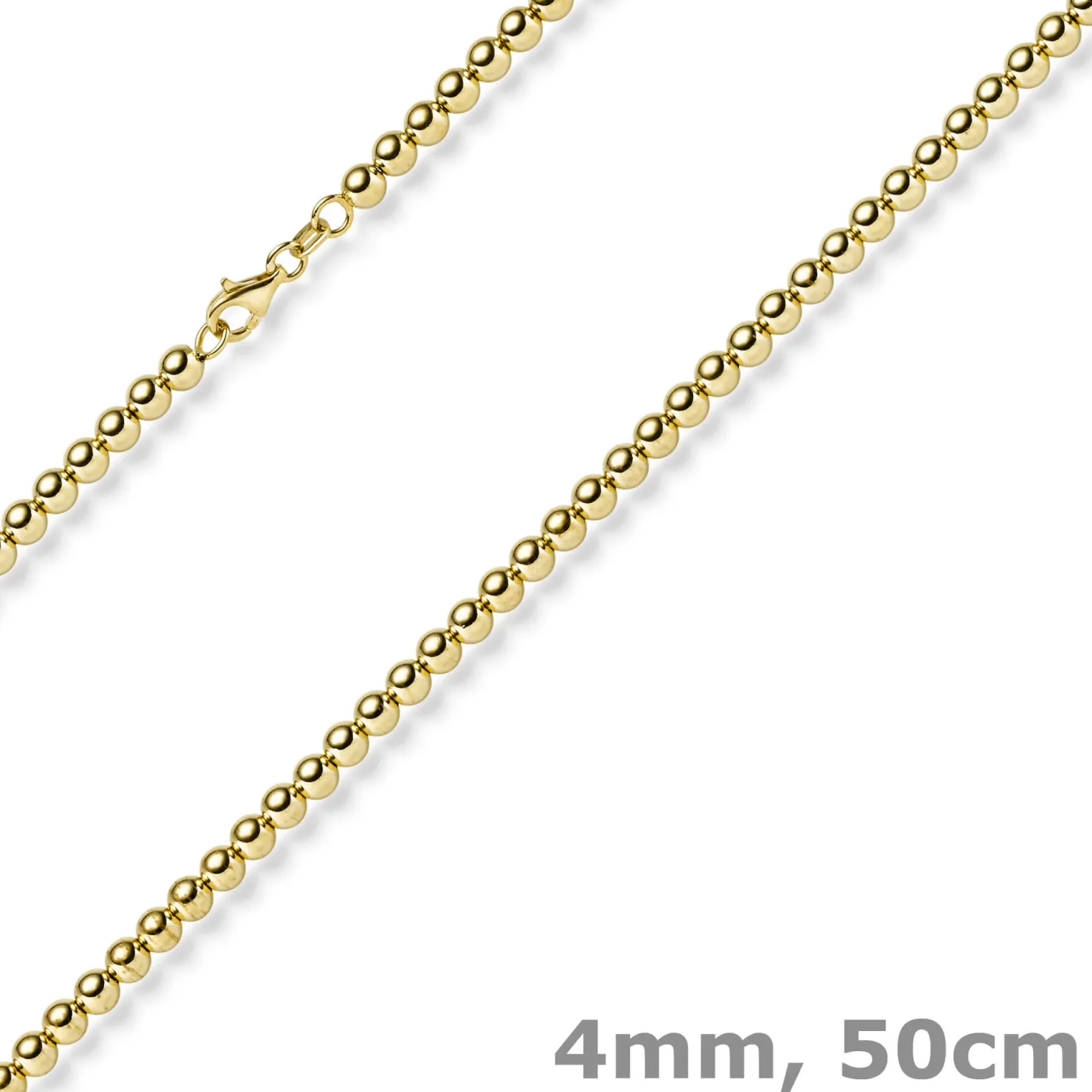 4mm Kugelkette Halskette Collier aus 585 Gold Gelbgold glatt glänzend 50cm